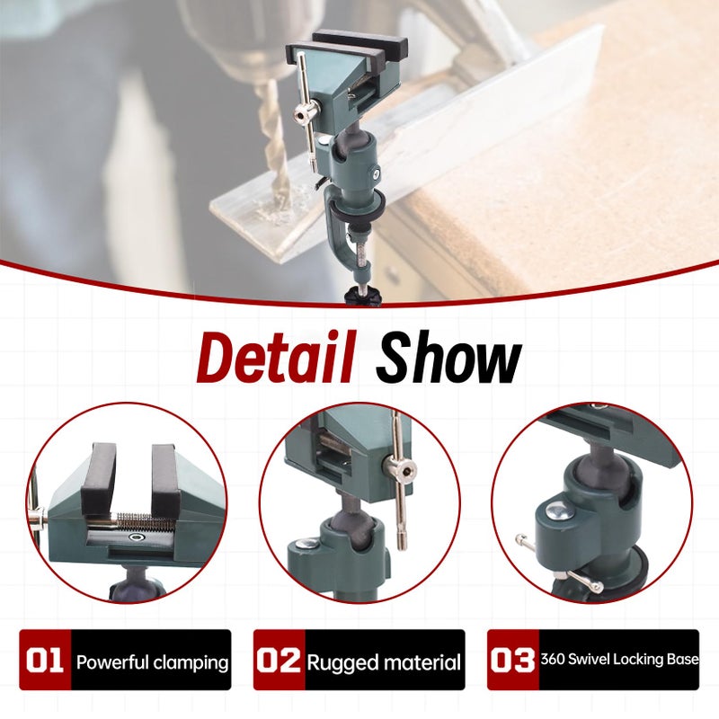 findmall Universal Table Vise 3" Aluminum Swivel Bench Vise 360 Degrees Rotating Fit for Holding Small Parts in Jewelry Hobby Model Making Electronics and More - Image 4